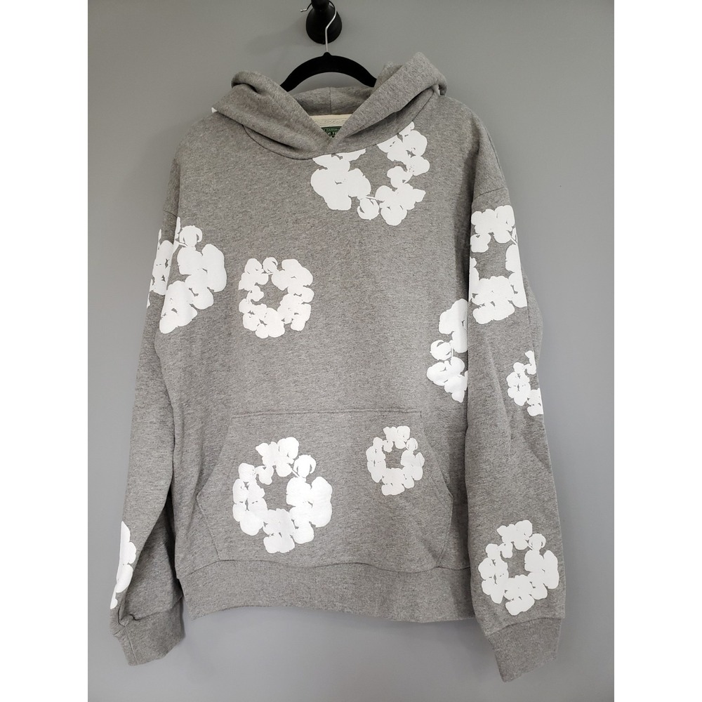NEVER WORN NWOT‎ SIZE MEDIUM Grey And White Puff Print CLOUD Denim Tears Hoodie